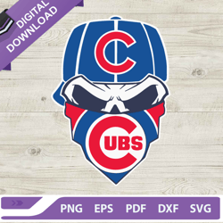 Chicago Cubs Skull SVG, Cubs Baseball Team Skull SVG, MLB Chicago Cubs SVG,NFL svg, Football svg, super bowl svg