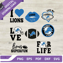 I Love Detroit Lions Football SVG bundle, Detroit Lions NFL Team SVG, Lions Superfun SVG, Detroit Lions SVG,NFL svg, Foo