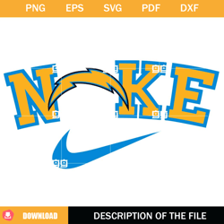 Los Angeles Chargers Nike SVG, NFL Swoosh SVG, Los Angeles Chargers NFL SVG,NFL svg, NFL foodball