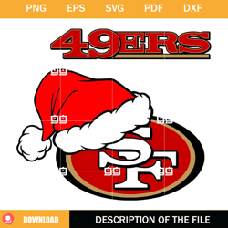 San Francisco 49ers Christmas SVG, NFL Christmas Logo SVG, San Francisco 49ers Santa Hat SVG,NFL svg, NFL foodball