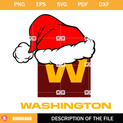 Washington Christmas SVG, NFL Christmas Logo SVG, Washington Santa Hat SVG,NFL svg, NFL foodball