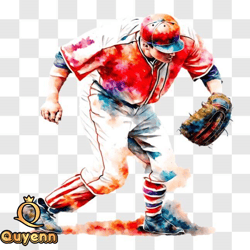 Baseball Player on Field Ready to Catch Ball PNG Design 33