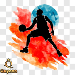Basketball Player Jumping to Shoot the Ball PNG Design 53