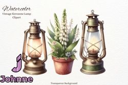 Watercolor Old Rusty Kerosene Lamp Design 92