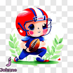 Fun Cartoon Image of a Football Player Holding a Football PNG Design 16