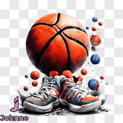 Artistic Depiction of Basketball and Sports Activities PNG Design 44