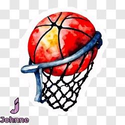 Basketball Hoop with Red Ball Hanging PNG Design 46