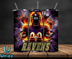 Baltimore Ravens Tumbler Wrap, Crack Hole Design, Logo NFL Football, Sports Tumbler Png, Tumbler Design by Umee Store 26
