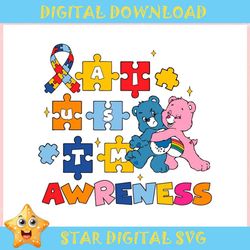 Care Bears Autism Awareness Autism Puzzle Pieces ,Trending, Mothers day svg, Fathers day svg, Bluey svg, mom svg, dady s