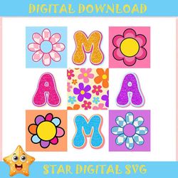 Floral Mama Retro Mom Life Happy Mothers Day ,Trending, Mothers day svg, Fathers day svg, Bluey svg, mom svg, dady svg.j