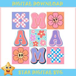 Floral Mama Smiley Face Mothers Day ,Trending, Mothers day svg, Fathers day svg, Bluey svg, mom svg, dady svg.jpg