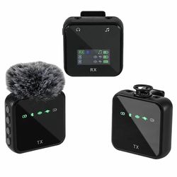 Wireless Lavalier Microphone System Bluetooth Audio Video Voice Recording Mic for iPhone Android Mobile Phone Interview