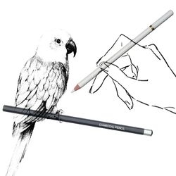 3pcs White Sketching Charcoal Drawing Pencil Art Set