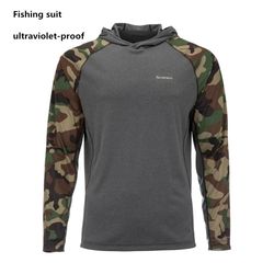 Fishing shirt Upf 50 long sleeved hooded mask, quick drying and wear-resistant top, UV outdoor protection fishing mask s