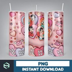 Custom Couple Name 3D Cartoon Valentine Tumbler Design PNG, 3D Inflated Valentine Tumbler Wraps, Balloon 20oz Skinny (13