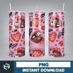 Cartoon Couple Cartoon Valentine Tumbler Design PNG, 3D Inflated Valentine Tumbler Wraps, Balloon 20oz Skinny Tumbler (3
