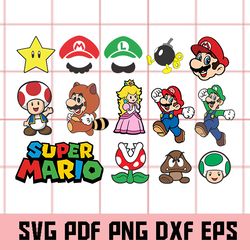 Mario Bros SVG, Super mario svg bundle, dxf, eps, png files, Mario Bros Clipart, Super Mario Clipart, Mario Bros