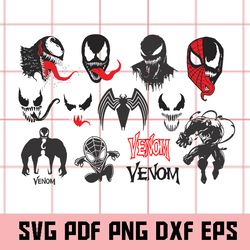 Venom SVG, Venom Clip Art, Venom Cut File, Venom Vector, Venom Png, Venom Eps, Venom Dxf, Venom Scrapbook, Venom