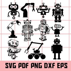 Robot SVG Bundle, Robot Svg, Robot Clipart, Robot Vector, Robot Png, Robot Eps, Robot Dxf, Robot Pdf, Robot