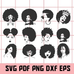 Afro Silhouette , Afro Queen SVG, Afro Woman Clipart, Afro Woman Vector, Afro Queen Clipart, Afro Woman Png, Afro queen