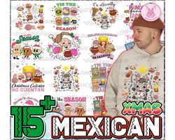 15 Retro Christmas Cute PNG Bundle, Tis The Season Xmas Png, Christmas Tamala Png, Mexican Christmas Png