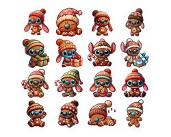 Gingerbread Stitch Png Christmas Png glitter sequins santa hat cute gingerbread retro christmas sublimation designs