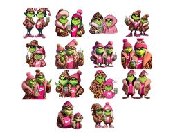 Pink two Grinch Boys png, Boujee Grinch png, cute grinchmas png, Christmas png sublimation design, Green guy png
