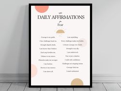 Affirmation Wall Art for Fear  Self Love Positive Affirmations  Words of Affirmation Poster  Daily Affirmations Print  B