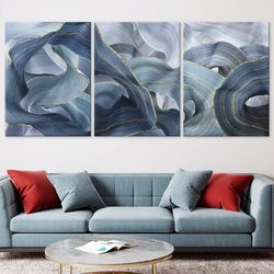 Abstract 3 piece wall art One line art poster Bedroom modern wall decor Contemporary extra large framed canvas Living ro