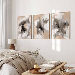 Abstract Art Print Set Modern Neutral Abstract Gallery Wall Art Set of 3 Nordic Prints Contemporary Abstract Scandinavia