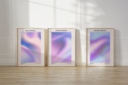 Abstract Aura Poster Printable Set of 3 Prints, Aesthetic Room Decor Spiritual Aura Energy Set of 3 Prints, Retro Gradie