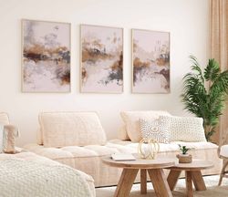 Abstract Gallery Wall Art Set of 3 Neutral Nordic Prints Modern Minimalist Abstract Art Brush Strokes Download Wall Art