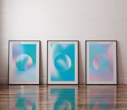 Aura Poster Printable Series Set of 3 Prints, Aesthetic Room Decor, Trendy Spiritual Aura Energy 3 Piece Gradient Wall A
