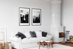 Bedroom Wall Art, Black and White Wall Art, 2 Piece Art Prints, Abstract Poster Set, Living Room Art, Set of 2 Prints, C
