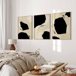 Black Abstract Art Print, Black Beige Abstract Art, Printable Art, Gallery Wall Art, Minimalist Prints, Modern wall art,