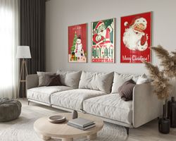 Christmas Set of 3 Posters, Christmas Poster, Cute Poster, Festive Poster, Party Poster, Poster for Wall, Dorm, Apartmen