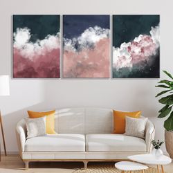Colorful nature wall art Red blue wall art set print Living room landscape poster set of 3 canvas Bedroom 3 piece wall d