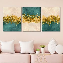 Landscape 3 piece wall art print Minimalist poster Bedroom modern gold wall decor Abstract extra large framed canvas set