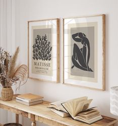 Matisse Black Beige Set of 2 Prints Neutral Gallery Wall Art Exhibition Poster