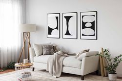 Minimalist Monochrome Wall Art Modern Black and White Prints Set of 3 Scandinavian Home Decor Contemporary Modern Minima