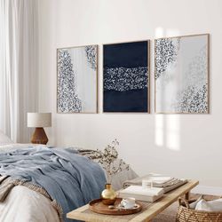 Minimalist Set of 3 Printable Wall Art, Navy Blue wall art, Modern Abstract Art, Simple Abstract, Printable art, Nordic