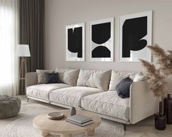 Modern Black and White Wall Art, 3 Piece Wall Art, Abstract Art, Bedroom Wall Art, Living room Art, Room Art, Set of 3 P