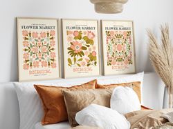 Set Of 3 Matisse Flower Market, Boho Flower Art, Bedroom Wall Decor, Living Room Print, Exhibition Mid Century Modern Ar