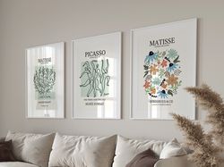 Set Of 3, Matisse Print, Matisse Cutout, Picasso Print, Picasso Poster,Set of Three Wall Art, Wall,Matisse Exhibition Po