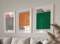 Set of 3 Yayoi Kusama Print Set, Gallery Wall Set, Set, Yayoi Kusama Print, Kusama Exhibition,