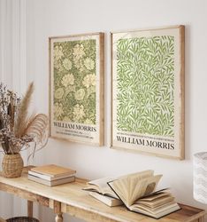 William Morris Set of 2, Art Nouveau Print, Sage Green Wall Art, Botanical, William Morris Poster, Neutral Exhibition