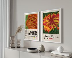Yayoi Kusama Japanese Set of 2, Yayoi Kusama Poster, Yayoi Kusama Set, Museum Poster Art, Japanese Wall Art, Contemporar