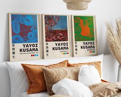 Yayoi Kusama Print Set of 3 - Kusama Inspired Art Vibrant Colors and Infinite Patterns