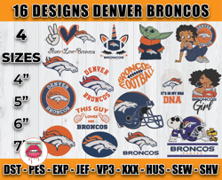 Bundle 16 designs NFL Denver Broncos Embroidery, NFL Denver Broncos Logo Embroidery, NFL Embroidery Files