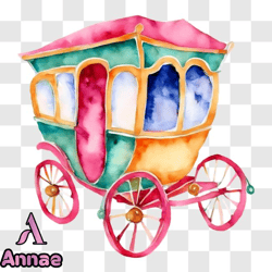 Vintage Horse Drawn Carriage with Ornate Decorations PNG Design 152